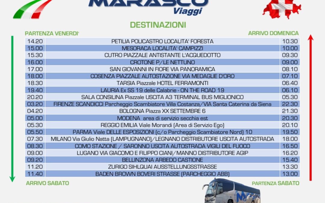Nuovi orari e partenze